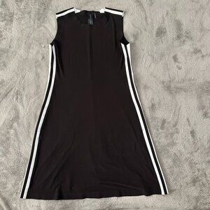 Norma Kamali Black White Striped Sleeveless Dress Women's SMALL